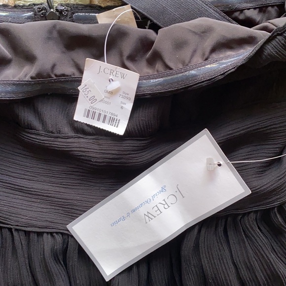 J.Crew Black Silk Chiffon Emily Strapless - Picture 1 of 16